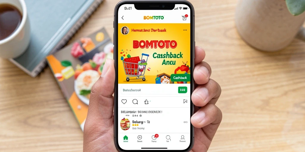 Antarmuka aplikasi BOMTOTO dengan fitur Cashback yang menarik.