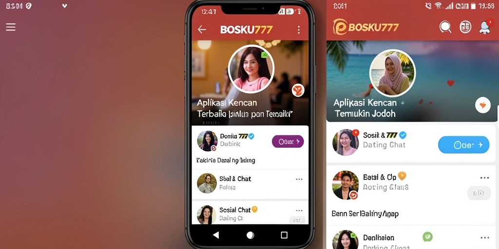 Antarmuka BOSKU777 yang modern dan sederhana untuk pengguna Dating App.