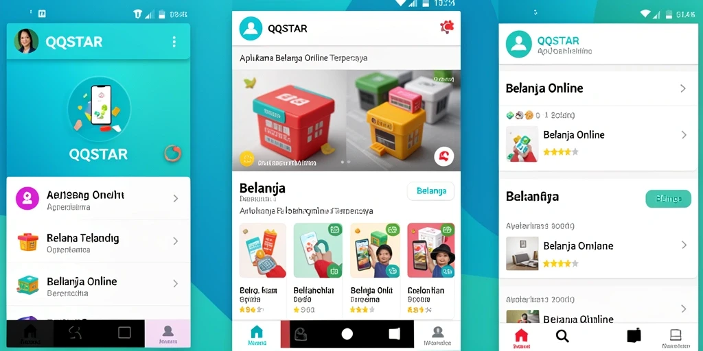 Tampilan antarmuka QQSTAR dengan fungsi Belanja Online yang mudah digunakan.