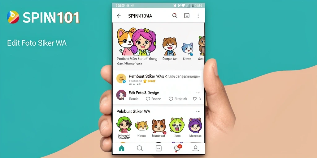 Antarmuka SPIN101 dengan fitur pembuatan stiker yang menarik.