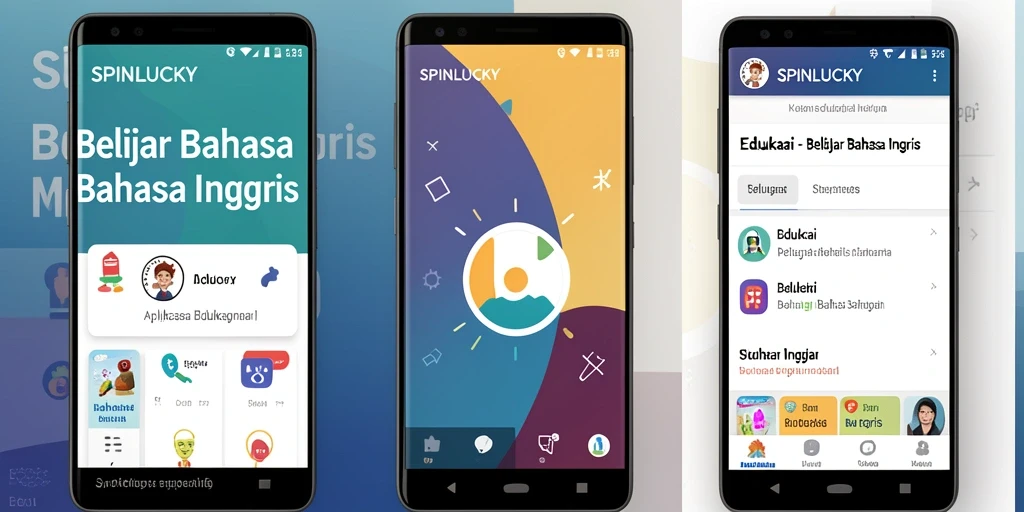 Tampilan antarmuka aplikasi SPINLUCKY untuk Belajar Bahasa Inggris.